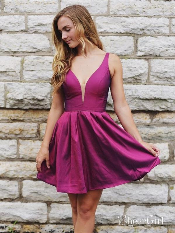 Dark Magenta Simple Homecoming Dresses ...